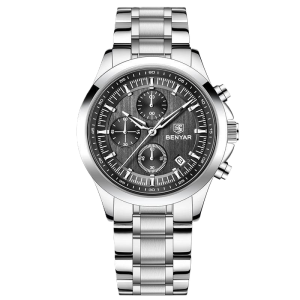 montre acier cadran gris