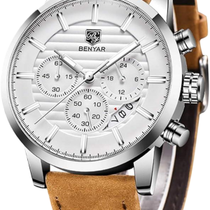 benyar white dial classic leather