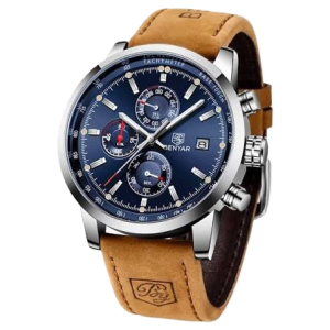 benyar luxury blue dial leather